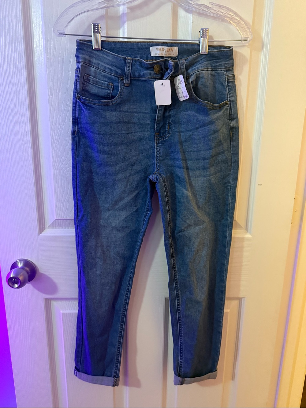 Wax Jean Women's Midwash Ankle Slim Jeans - Blue